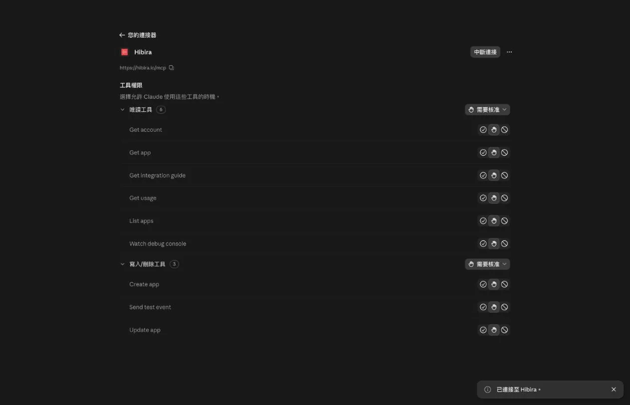연결된 Hibira 커넥터와 읽기 전용 도구, 쓰기 도구